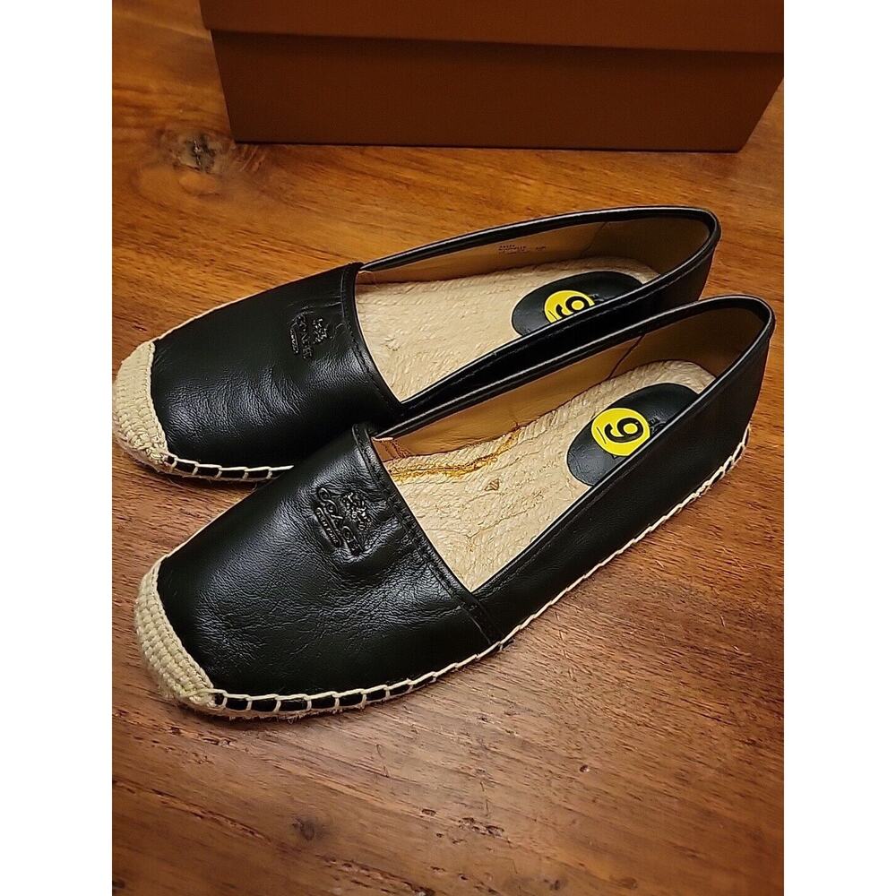 Coach Rhodelle Leather Espadrille Flats Black SIZE 8.5 Women New - Picture 12 of 14